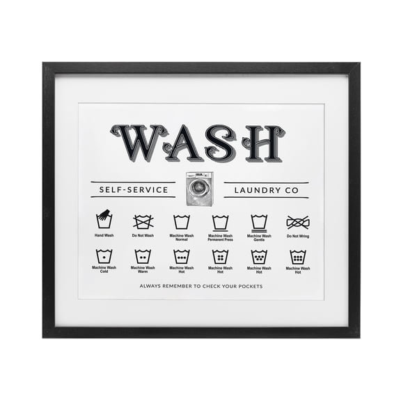 Stupell Industries Wash Cycles Instructions Black Framed Print Under Glass design by Lettered and Lined, 13 x 16