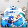 thumbnail image 2 of Funda nórdica con estampado de animación 3D de Sonic para niños, niñas y adolescentes, microfibra animada con cremallera y fundas de almohada, 2 of 4