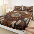 thumbnail image 3 of Feelyou Brown Dreamcatcher Full Size Sheets, Hippie Tribal Triangle Bed Sheets, Southwestern Style Sheet Sets, Lightweight Room Decor, 4pcs, 3 of 7