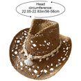 thumbnail image 2 of Jiibva Straw Cowboy Hats for Women Shell Decoration Western Cowgirl Hat Holiday Beach Sun Hat Hollow Out Wide Brim Summer Cowboy Hats for Beach Outdoor, 2 of 7