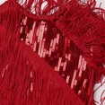 thumbnail image 5 of IDOPIP Kids Girls 1920s Flapper Dress Tassels Sequins Fringe Latin Dance Dress 1920s Gatsby Halloween Party Ballroom Dance Costumes 10-11 Years Red, 5 of 7