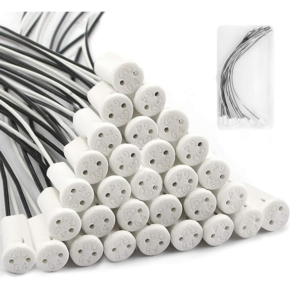 30pcs G4 Light Bulb Socket Lamp Connector, Halogen Sockets Socket G4 Lamp Holder G4 Base Socket for LED Halogen Bulbs