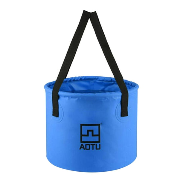 Cubo plegable portátil, contenedor de almacenamiento plegable, lavabo duradero de 12 l para Azul
