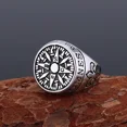 thumbnail image 6 of 14K White Gold Vikings Compass Iris Flower Ring Men Women Fashion Handmade Quality Finger Jewelry Gift for Boyfriend, 6 of 7