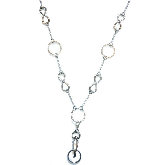 Hidden Hollow Beads Infinity Shapes Women's Chain Fashion Lanyard Necklace, Jewelry ID Badge and Key Holder, 34 in.