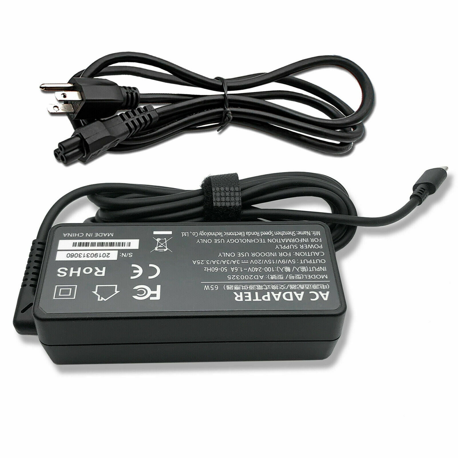 Adattatore di alimentazione USB-C da 65 W, tipo C, per