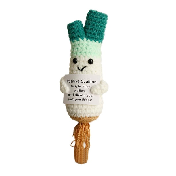 EZLIFE Muñeco de ganchillo de pepinillos con apoyo emocional divertido, muñeco de frutas de juguete positivo, muñeco de punto de lana de ganchillo hecho a mano con tarjetas positivas, muñeco de ganchi
