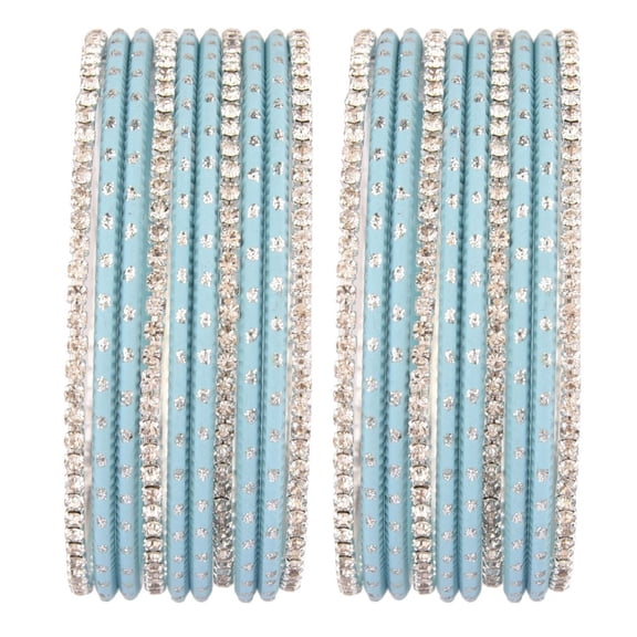 Efulgenz Indian Metal Bangle Set Dotted Textured Alloy Metal Bangles Crystal CZ Rhinestone Delicate Bangles Bridal Bangle Set for Women Bracelet Bollywood Party Wedding Fashion Jewelry