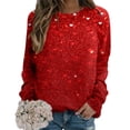 thumbnail image 6 of Womens Casual Heart Graphics Shirt Long Sleeve Pullover Loose Crewneck Cute Love Printed Sweatshirt Tops Red M, 6 of 6