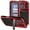 Red, variant on TECH CIRCLE for iPhone 16 Metal Rugged TPU Case with Kickstand Built-in Screen Protector Camera Cover Sturdy Military Armor Durable Full Body Heavy Duty Shockproof Waterproof,Black
