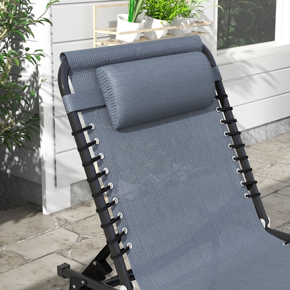 Patio Furniture Outsunny Folding Chaise Lounge Pool Chair, Patio Sun Tanning Chair, Outdoor Lounge Chair with 4-Position Reclining Back, Breathable Mesh Seat for Beach, Yard, Patio, Gray,Patio Chairs