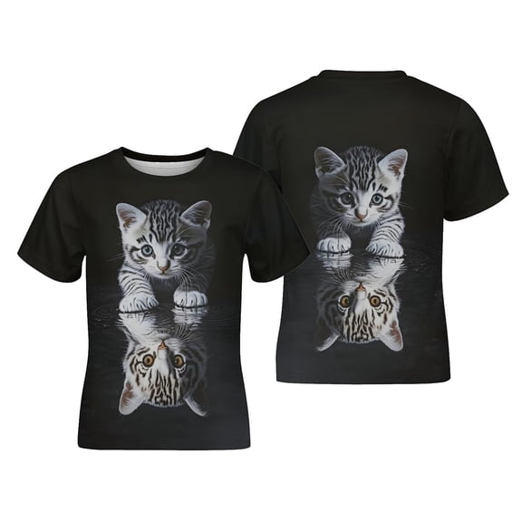 Rhuody Toddler Tops For Girl Short Sleeve Round Neck Cartoon Prints Tee 2-3 Years Black