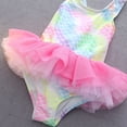 thumbnail image 6 of Tiijoy Girls Scale Print Ruffle One-Piece Swimsuit with Swim Cap Bathing Suit, Sizes 2-8, 6 of 6
