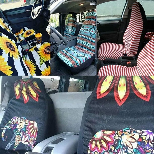 Automotive Durable Saddle Blanket Seat Covers 2 PCS Soft and Smooth Polyester Material Car Seat Cushions White Mushroom Printed Walmart