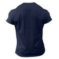 thumbnail image 4 of Domzest Men's American Flag Patriotic T-Shirts Short Sleeve 4th of July Shirt Crew Neck Summer Workout Tops USA Flag Graphic Tees Dark Blue L, 4 of 4