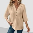 thumbnail image 2 of AherBiu Hoodie for Women 1/4 Button Hooded Neck 3/4 Sleeve Knitted Comfy Fall Casual Loose Pullover Tops, 2 of 8