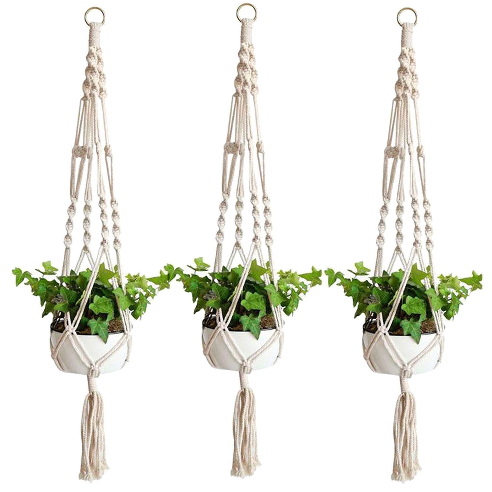 EEEkit 3pcs Macrame Plant Hangers, Hanging Planter Baskets, Decorative Flower Pot Holders for Indoor Outdoor Boho Home Decor, 41"