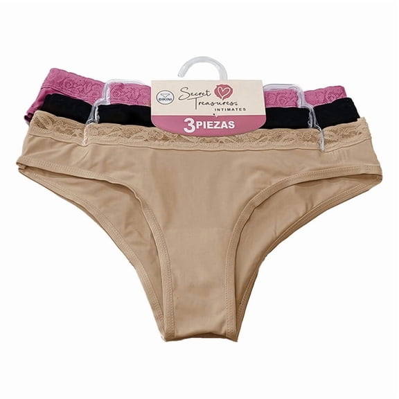 Bikini Secret Treasures para Dama, de Microfibra Multicolor Talla M 3 Piezas