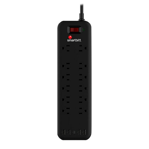 Supresor de Picos Smartbitt 3600 Joules 5 USB 12 Contactos SBSS-B12-5U negro
