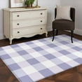 thumbnail image 3 of Purple White Buffalo Check 3x5 Area Rugs, Farmhouse Plaid Modern Geometric Non-Skid Rubber Backing Large Rectangle Rugs - Living Room Bedroom Home Office, Indoor Floor Mat Carpets Washable Rug, 3 of 9