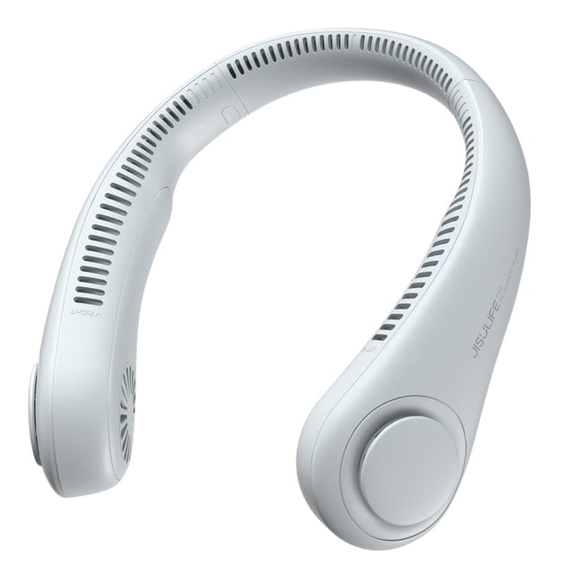 JISULIFE Ventilador de cuello portátil, ventilador sin aspas manos libres, 5 velocidades, ventilador personal portátil con batería de 4000 mAh, giratorio, recargable, regalo para mujeres y hombres