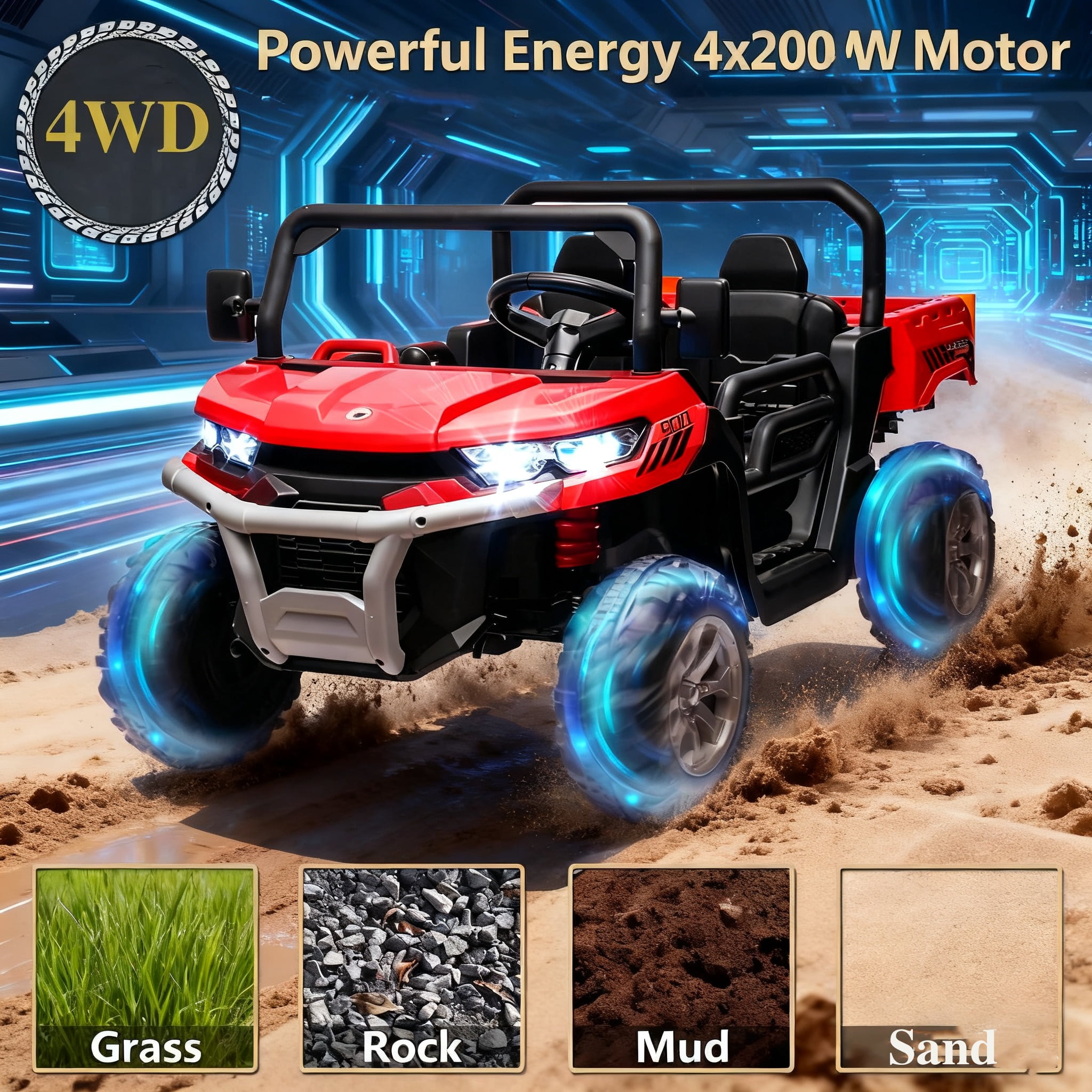 Jorfly 24V Ride on Cars Dump Truck w/Remote Control, Power Car Wheels Electric Battery Powered Car w/ Dump Bed, Ride on Toys for Kids, Built-in music, Cool LED Light, Bluetooth, USB,Red