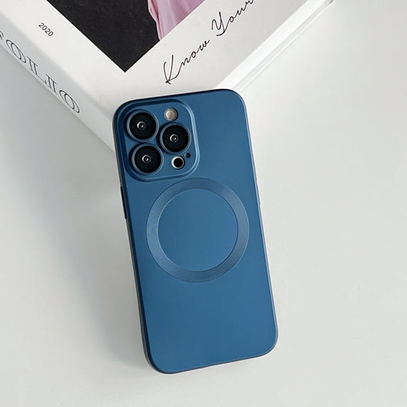 Allytech for iPhone 14 Pro Max Magnetic Case Compatible with Magsafe, Soft Silicone TPU Bumper Cover Slim Fit Thin Shockproof Protective Case for Apple iPhone 14 Pro Max 6.7" 2022, Darkblue