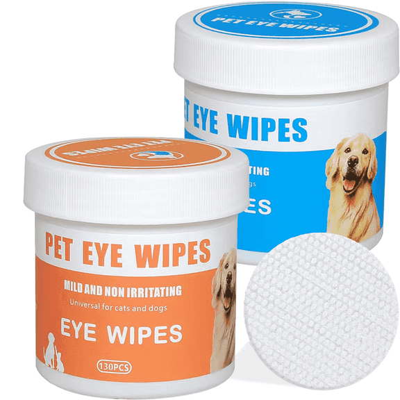 Eyes Wipes for Dogs & Cats - Gently Remove Tear Stain, Eye Debris, Discharge, Mucus Secretions - Pet Cleaning Grooming Deodorizing Wipes for Eyes, Wrinkle, Face - 260pcs
