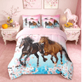 thumbnail image 3 of Manfei Girls West Horse 7pcs Bedding Comforter Set,Pink Cherry Blossom Farmhouse Western Queen Bedding Sets For Girl Women Reversible, 3 of 8