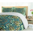 thumbnail image 5 of Ambesonne Ethnic Duvet Cover Set, Abstract Flower Vibrant, 2-Calking, Pale Yellow Turquoise, 5 of 7