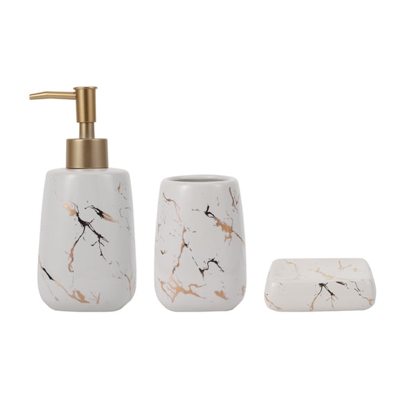 FRCOLOR 3pcs Bathroom Accessory Set Marble Bathroom Vanity Countertop Accessory Set