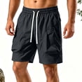 thumbnail image 6 of EOYWHK Mens Active Shorts Quick Dry Cargo Shorts with Multi-Pockets Elastic Waist Workout Shorts for Men Soft Lightweight Breathable Casual Activewear for Men Black, Size L, 6 of 9