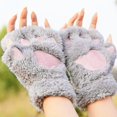 thumbnail image 2 of Women Gloves Cat'S Claw Gloves Plush Half-Finger Bear'S Paw Fingerless Gloves Cute Womens Thick Halter Gloves Cartoon Warm Gloves, 2 of 6