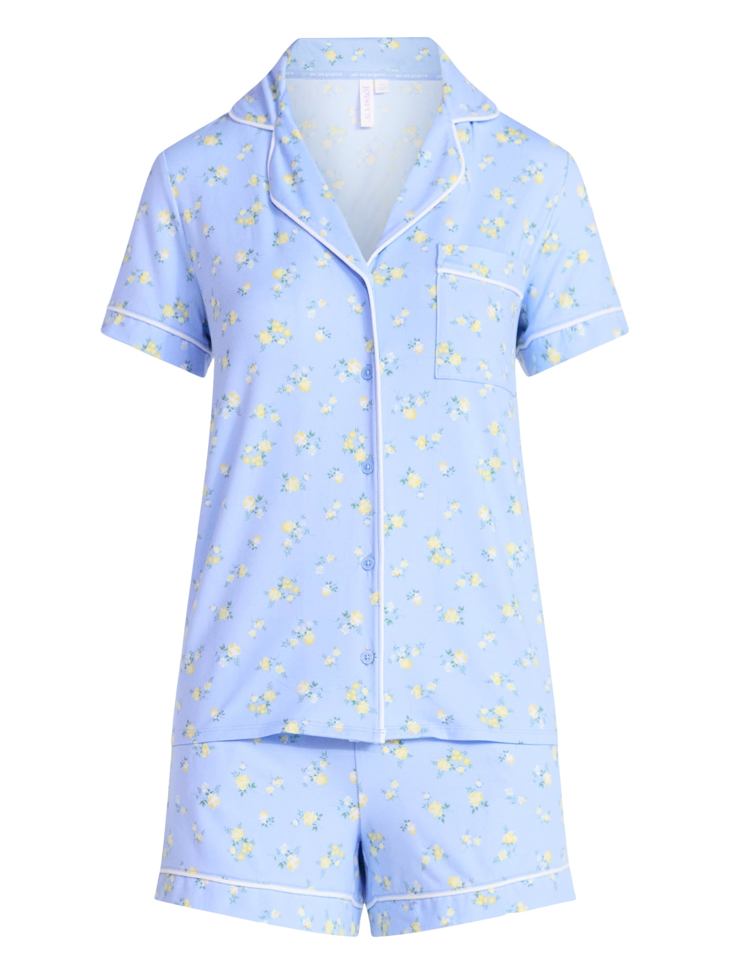 Joyspun Women’s Dreamy Soft Collection Bridal Knit Top and Shorts Pajama Set, 2-Piece, Sizes XS-3X