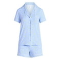 thumbnail image 2 of Joyspun Women’s Dreamy Soft Collection Bridal Short Sleeve Knit Notch Collar Top and Shorts Pajama Set, 2-Piece, Sizes XS-3X, 2 of 6