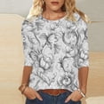 thumbnail image 2 of YUGYXL Women's Tunic Tops 3/4 Sleeve Floral Print Crewneck Blouses Boho Casual Summer Shirts Plus Size Dressy Blouses A Multicolor XL, 2 of 5