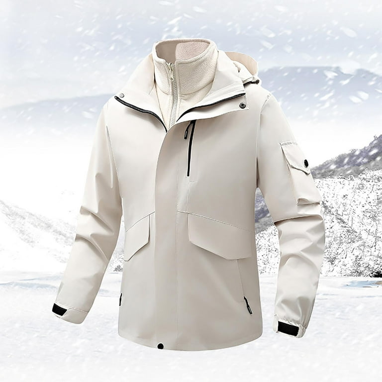APEXFWDT Men s Big and Tall Ski Jacket 3 in 1 Waterproof Winter Snow Jacket Windproof Hooded Rain Jackets with Inner Warm Fleece Coat Mountain