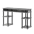 thumbnail image 1 of Pemberly Row No-Tools Student Desk with Shelves in Gray Faux Marble Wood Finish, 1 of 6
