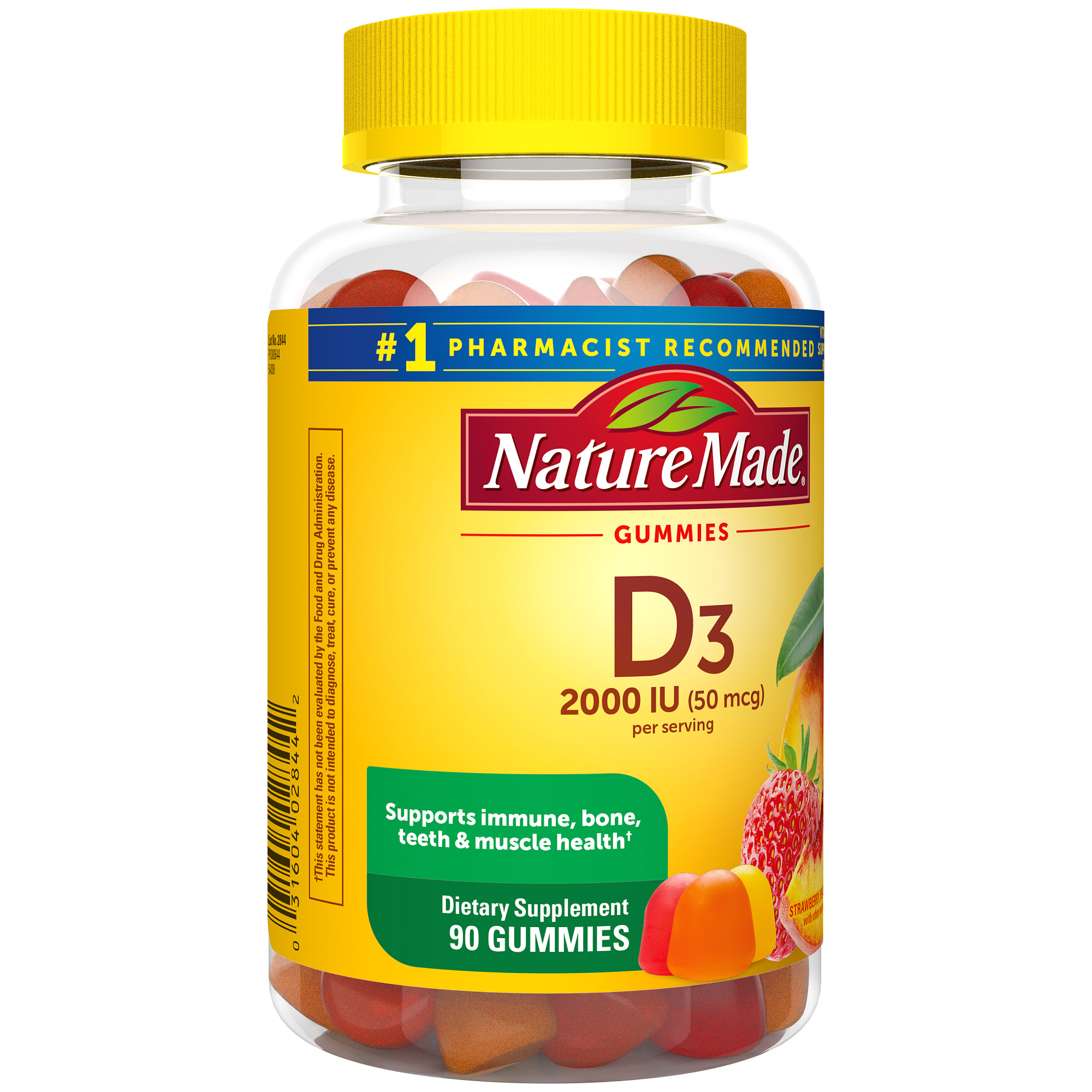 Nature Made Vitamin D3 2000 IU (50 mcg) Per Serving Gummies, Dietary ...