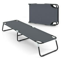 Camping Cot Portable, Folding Cot Bed for Adults - 350lbs Capacity - Lightweight Compact Travel Hiking Backpacking Cot with 600D Fabric (Grey)