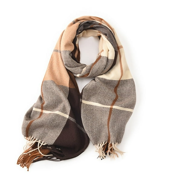 Contrast Color Scarf Women's Winter Versatile Mid-length Thick Warm Shawl Scarf