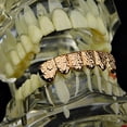 thumbnail image 5 of 14k Rose Gold Plated Nugget Grillz Bottom Slugs Lower Teeth 6 Piece Grill Hip Hop Mouth Grills, 5 of 6