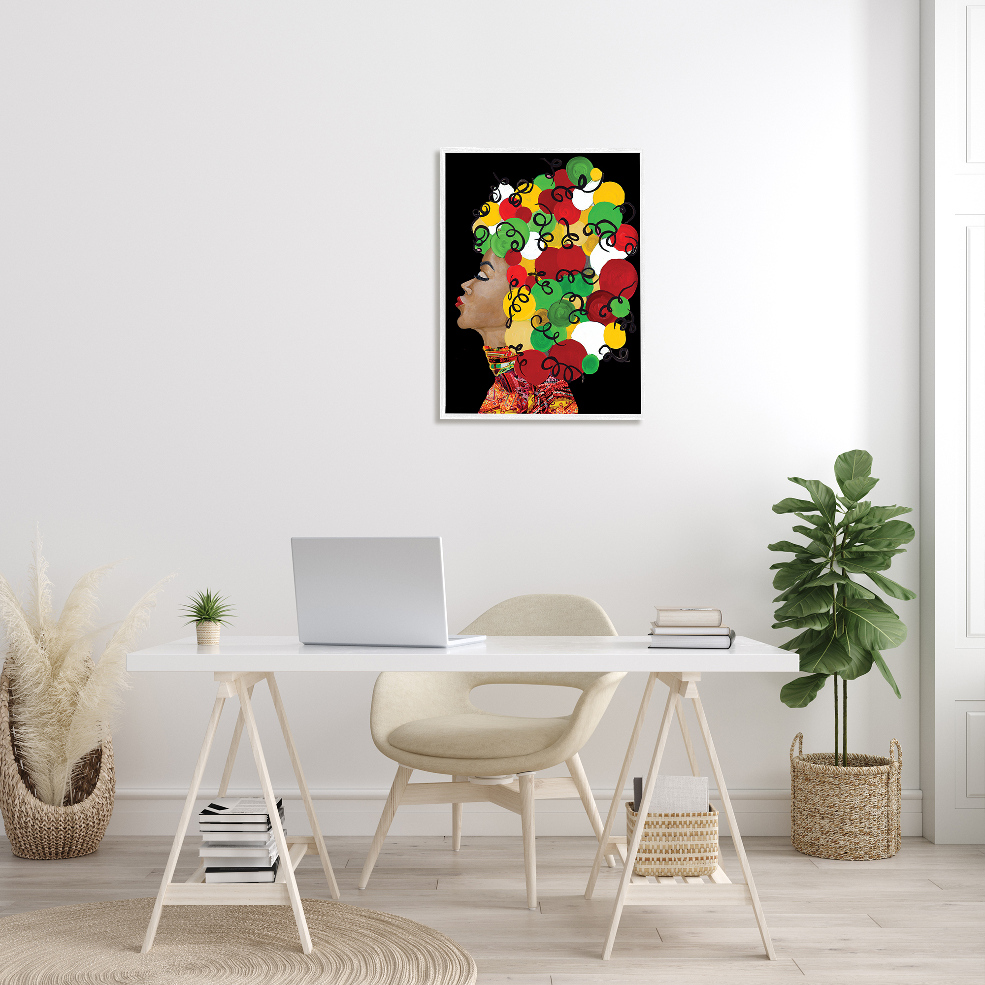 Stupell Industries Singing Woman With Pop Abstract Hairstyle Graphic Art White Framed Art Print Wall Art, 24x30, by Gina Ritter