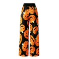 thumbnail image 5 of DHFJKG Womens Halloween Pajamas Pants Pumpkin Print Wide Leg Drawstring Waist Palazzo Loungewear Pants, 5 of 5