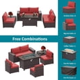 thumbnail image 3 of Gotland 7 Pieces Outdoor Patio Furniture with 43"Fire Pit Table, Furniture Patio Sectional Sofa Set,red, 3 of 6