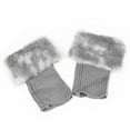 thumbnail image 7 of UDIYO Winter Women Solid Color Faux Fur Cuff Crochet Knit Boots Sock Short Leg Warmers, 7 of 7
