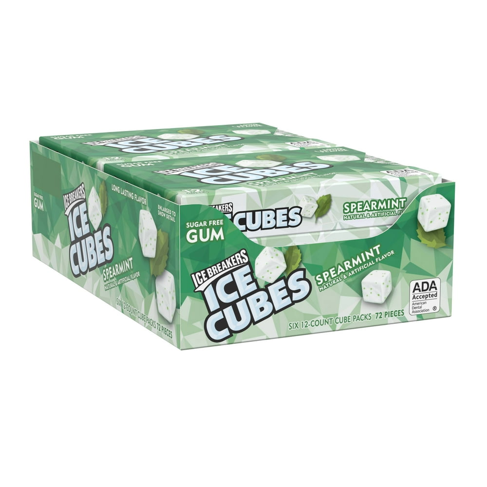 Ice Breakers Ice Cubes Spearmint Gum, 12 Pieces, 6 Count