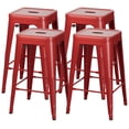 thumbnail image 3 of VINEEGO 24 Inch Metal Bar Stools Set of 4, Stackable Backless Counter Height Stools, Indoor Kitchen Bar Stool with X-Brace Support, Scratch Resistant Steel, Red, 3 of 10