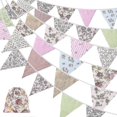 thumbnail image 1 of 40ft Fabric Bunting, 42pcs Outdoor Bunting Banner,floral Vintage Cotton Triangle Flag For Garden Birthday Party, 1 of 5