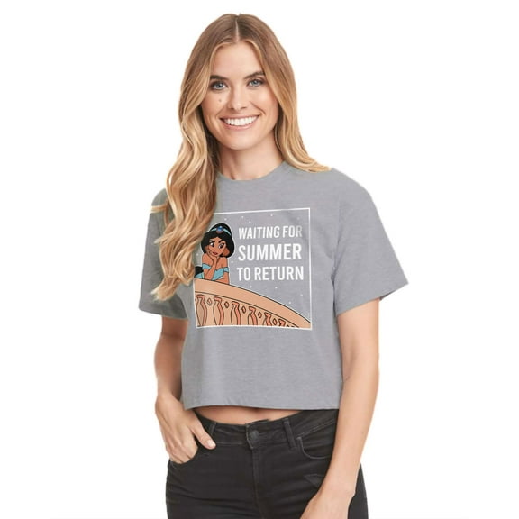 Disney Princess - Waiting For Summer - Juniors Cropped Cotton Blend T-Shirt